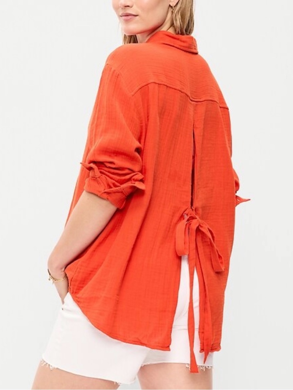 Old Navy Open-Back Crinkle Gauze Button-Down